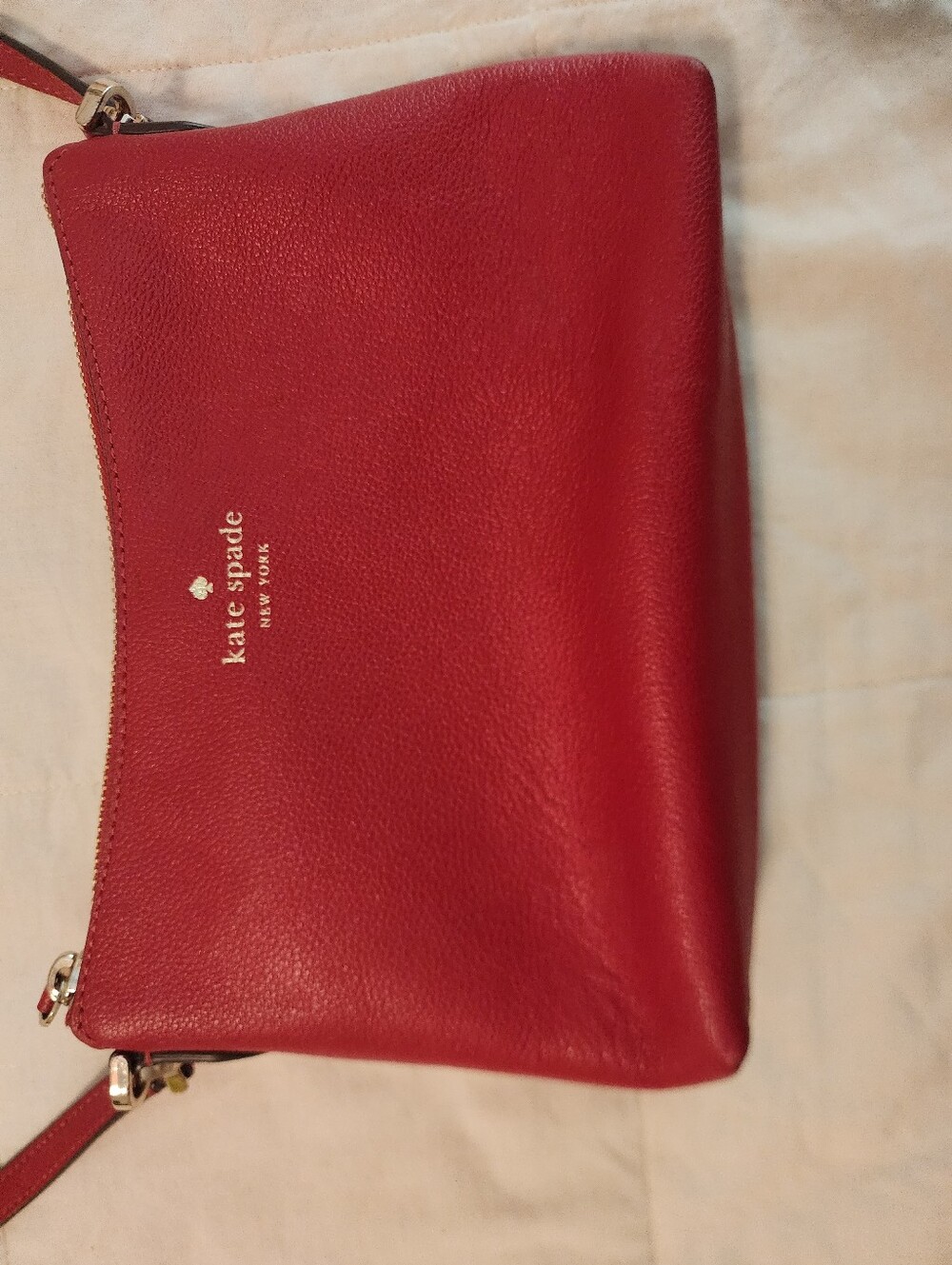 Kate Spade Red Textured Leather Crossbody Bag Gold Hardware Exc Condition